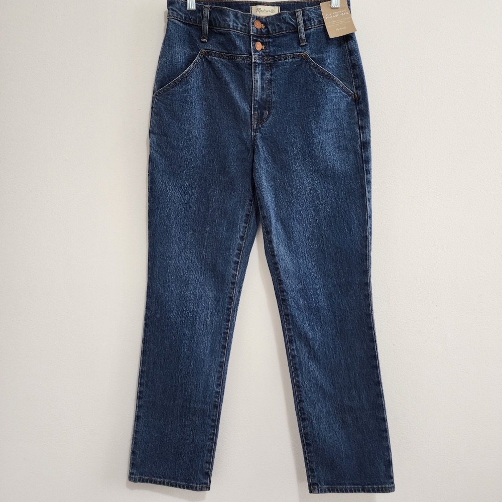 Madewell Perfect Vintage High Rise Tapered Leg Jeans Women 28 Mid Wash 90s NEW